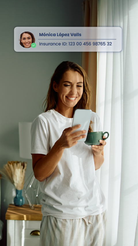 User authenticating through her cell phone