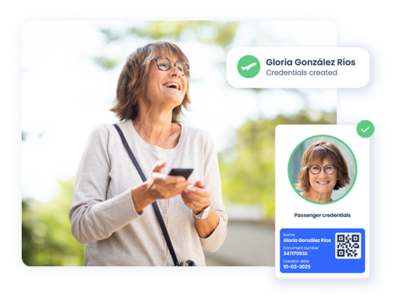 Traveler who has authenticated herself via cell phone