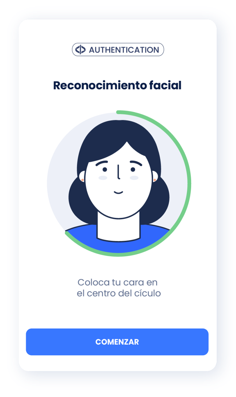 Dibujo que muestra el primer paso del proceso de reconocimiento facial biométrico
