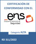 Logo certificado de calidad ENS Categoría Alta. RD-311 2022